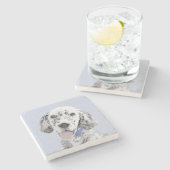 イギリスのセッターブルー絵画ベルトンのドッグアート ストーンコースター (横)