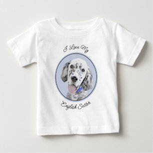 イギリスのセッターブルー絵画ベルトンのドッグアート ベビーTシャツ