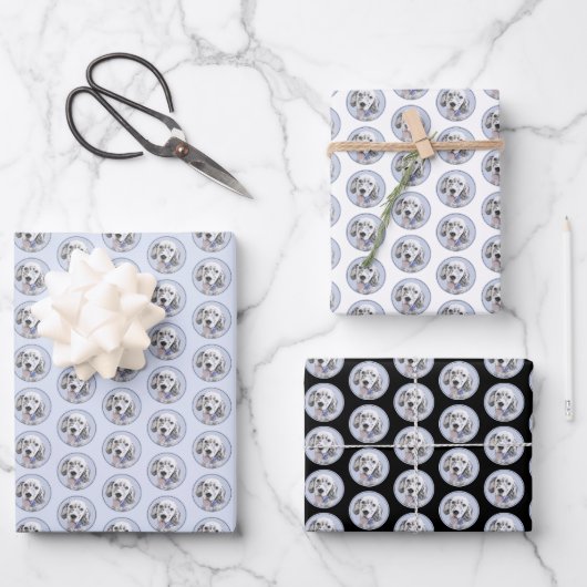 イギリスのセッターブルー絵画ベルトンのドッグアート ラッピングペーパーシート (正面)