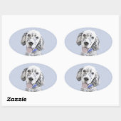 イギリスのセッターブルー絵画ベルトンのドッグアート 楕円形シール (シート)