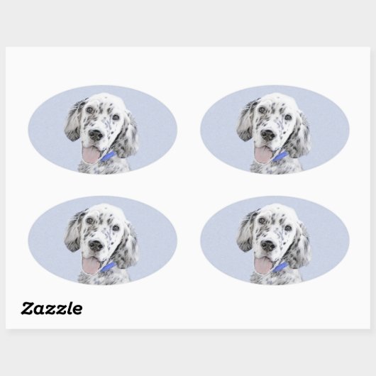 イギリスのセッターブルー絵画ベルトンのドッグアート 楕円形シール (シート)