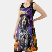 イギリスのセッター犬ハロウィーン魔女とカボチャ エプロン (インサイチュ)