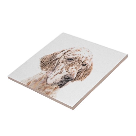 イギリスのセッター、オレンジ・絵画ベルトンの犬芸術 タイル (側面)