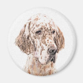イギリスのセッター、オレンジ・絵画ベルトンの犬芸術 マグネット (正面)