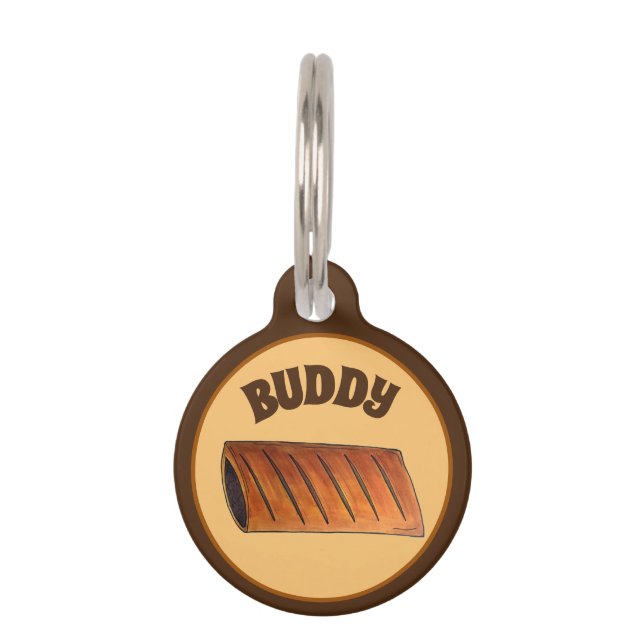 イギリスのソーセージロール パイ ウインナー犬 ペット　ネームタグ (正面)