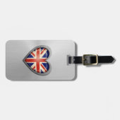 イギリスのハートの旗のステンレス鋼の効果 ラゲッジタグ (正面横)