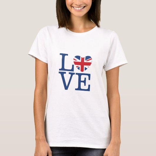 イギリスのハート-愛英国国旗 Tシャツ (正面)