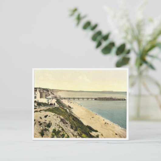 イギリスのバーネマスの西の崖からヴィンテージ ポストカード (スタンド正面)
