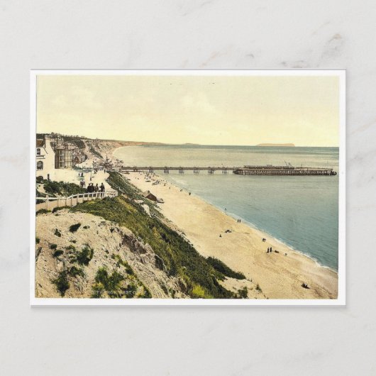 イギリスのバーネマスの西の崖からヴィンテージ ポストカード (正面)