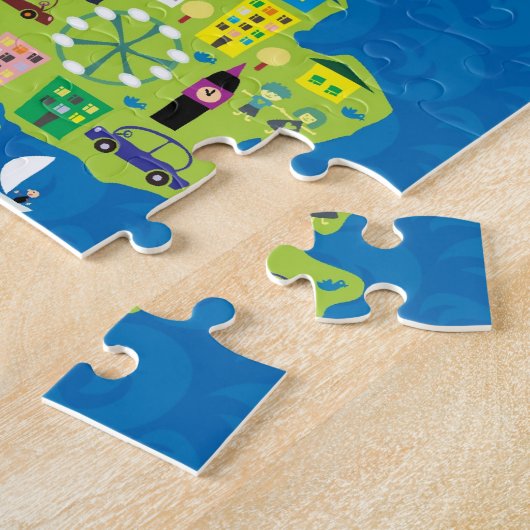 イギリスのパズルの漫画の地図 ジグソーパズル (側面)