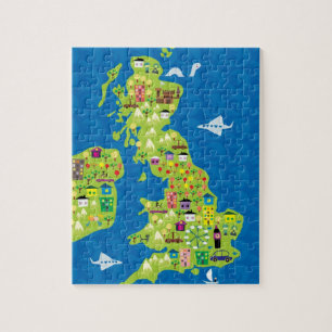 イギリスのパズルの漫画の地図 ジグソーパズル