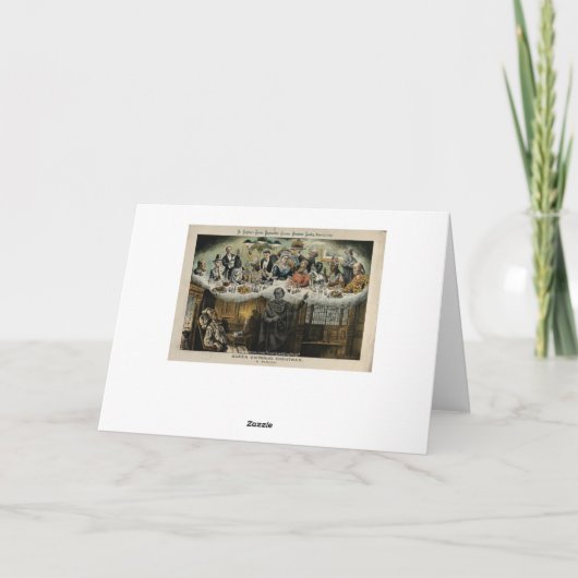 イギリスのビクトリアScroogeの女王のクリスマス夕食 シーズンカード (裏面)