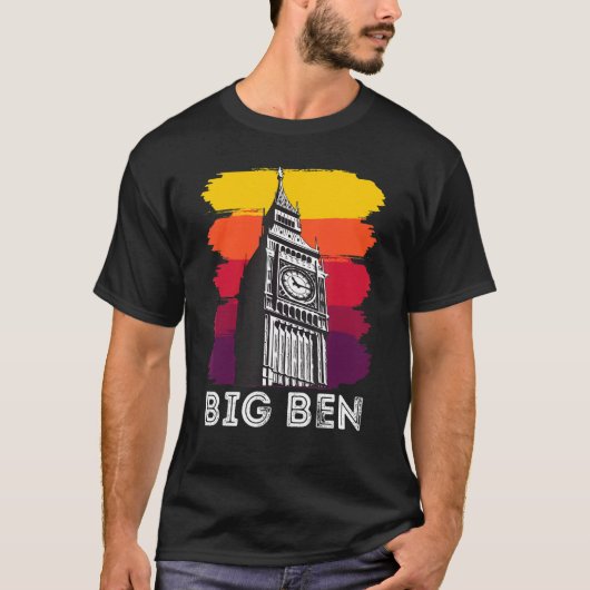 イギリスのビッグベンロンドンのランドマーク観光 Tシャツ (正面)