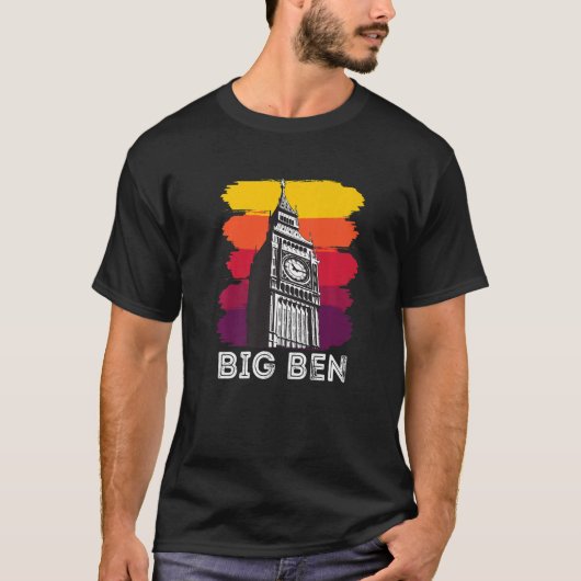 イギリスのビッグベンロンドンのランドマーク観光 Tシャツ (正面)