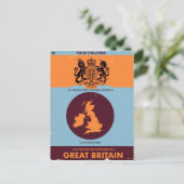 イギリスのビンテージな地図帳の表紙 ポストカード (スタンド正面)