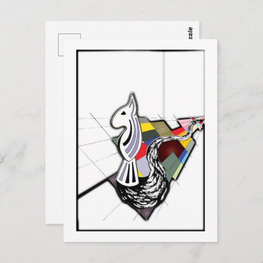 イギリスのブルテリアシュールアートチェススライド ポストカード (正面/裏面)