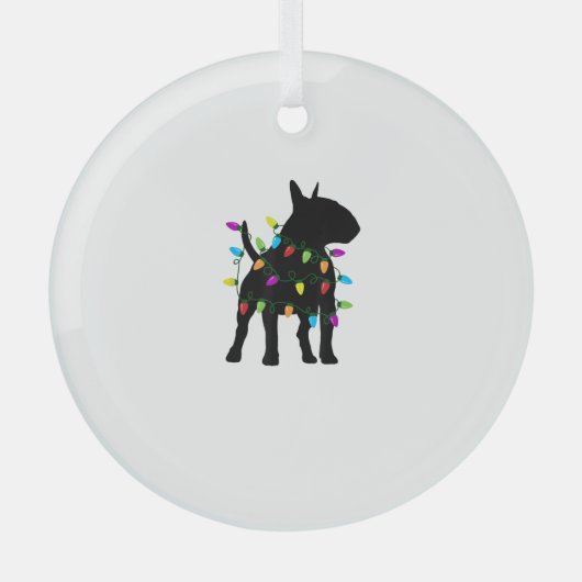 イギリスのブルテリア犬のクリスマスライト ガラスオーナメント (正面)
