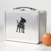 イギリスのブルテリア犬のクリスマスライト メタルランチボックス (インサイチュ)