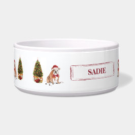 イギリスのブルドッグおもしろいクリスマスドッグと木 ボウル