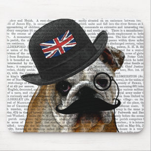 イギリスのブルドッグおよび山高帽 マウスパッド