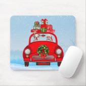 イギリスのブルドッグがサンタクロースと一緒に車に マウスパッド (マウス)