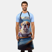 イギリスのブルドッグがパドルに:風光明媚な冒険 エプロン (着用した状態)