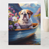 イギリスのブルドッグがパドルに:風光明媚な冒険 カード (正面)