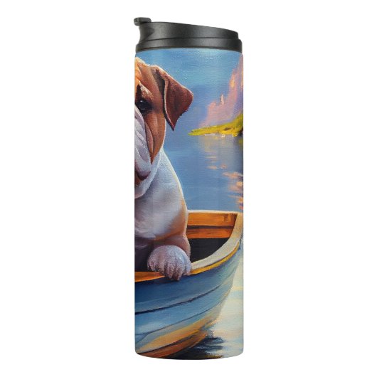 イギリスのブルドッグがパドルに:風光明媚な冒険 タンブラー (回転右)