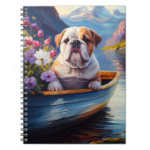 イギリスのブルドッグがパドルに:風光明媚な冒険 ノートブック (正面)