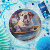 イギリスのブルドッグがパドルに：風光明媚な冒険 ペーパープレート (パーティー)