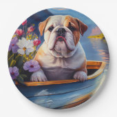 イギリスのブルドッグがパドルに:風光明媚な冒険 ペーパープレート (正面)