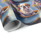 イギリスのブルドッグがパドルに：風光明媚な冒険 ラッピングペーパー (ロールコーナー)