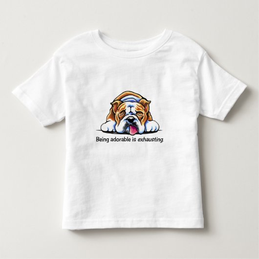 イギリスのブルドッグが愛らしいオフリーシュアート™ トドラーTシャツ (正面)