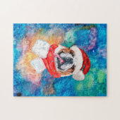 イギリスのブルドッグが犬のクリスマスを育てる ジグソーパズル (横)