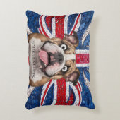イギリスのブルドッグで組合旗を背景に アクセントクッション (正面(垂直))