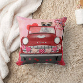 イギリスのブルドッグとハートバレンタイン クッション (ブランケット)