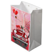 イギリスのブルドッグとハートバレンタイン ミディアムペーパーバッグ (正面アングル)