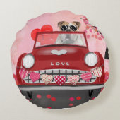 イギリスのブルドッグとハートバレンタイン ラウンドクッション (裏面)