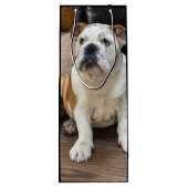 イギリスのブルドッグの子犬 ワインギフトバッグ (裏面)