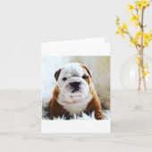 イギリスのブルドッグの空白のなカード カード (黄色い花)