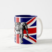 イギリスのブルドッグの英国国旗の旗のマグ ツートーンマグカップ (正面右)