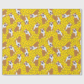 イギリスのブルドッグイエローとブルーパターン(の模様が)ある ラッピングペーパー (フラット)