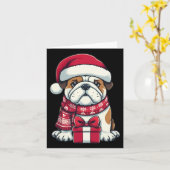 イギリスのブルドッグクリスマスかわいいサンタ・ペットfor Anima カード (黄色い花)