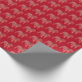 イギリスのブルドッグクリスマスドッグかわいいシルエットレッド ラッピングペーパー (角)