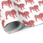 イギリスのブルドッグクリスマス犬かわいいシルエットホワイト ラッピングペーパー (ロールコーナー)