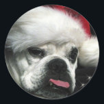 イギリスのブルドッグクリスマス ラウンドシール<br><div class="desc">これはミニチュアの古い英語のブルドッグのデジタル写真である。他の多くの製品で利用可能である。私の店で他のデザインをチェックして。これらのラベルはあなたの素晴らしクリスマスカードやギフトメーリングに追加される。彼らはおもしろいであり、彼らを見る人々の顔にスマイルをもたらす。</div>