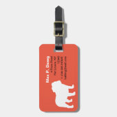 イギリスのブルドッグシルエットカスタム文字 ラゲッジタグ (正面縦)