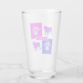 イギリスのブルドッグシルエットドッグ&ポーピンク/ブルー タンブラーグラス (裏面)