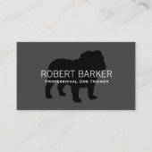 イギリスのブルドッグシルエットブラックオングレー 名刺 (正面)