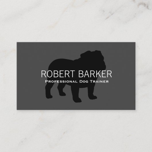 イギリスのブルドッグシルエットブラックオングレー 名刺 (正面)